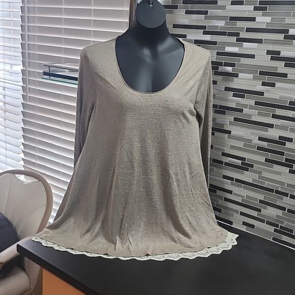 Umgee Light greyish brown long sleeve tunic top. Size Small  (PP4) - Picture 3 of 10